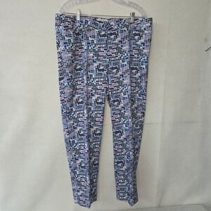 Cracked Wheat Golf Pants Womens 14 Houndstooth Print Blue Purple Cuffed Ankle